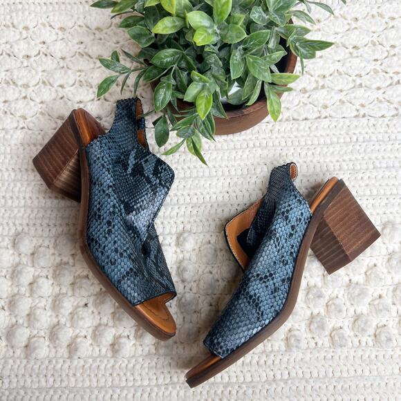 LUCKY BRAND Women's 6.5 Rhazy Bluestone Leather Snake Slingback Sandal Shoe NEW - Picture 13 of 16